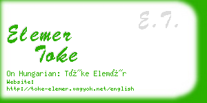 elemer toke business card